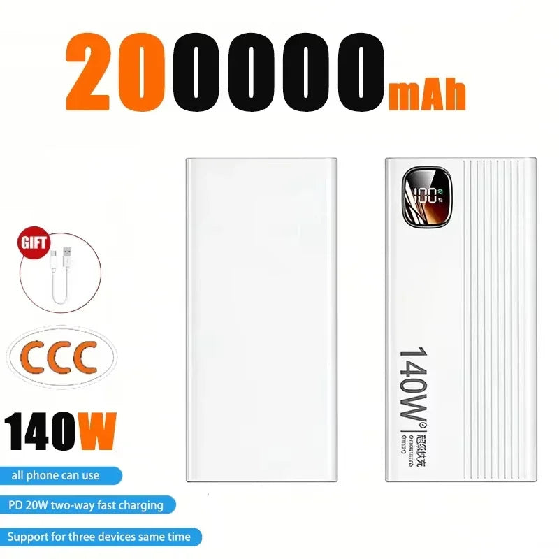 Lenovo 500000mAh 140W CCC Large Capacity Power Bank Portable Super Fast Charging Powerbank External Battery Charger