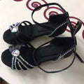 Latin Dance Shoelaces, Diamond Women's Dance Shoes, Soft Sole, Comfortable and Breathable, New Style of Practice Shoes