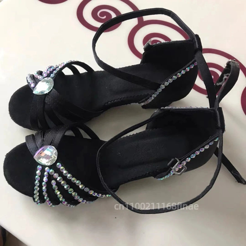 Latin Dance Shoelaces, Diamond Women's Dance Shoes, Soft Sole, Comfortable and Breathable, New Style of Practice Shoes