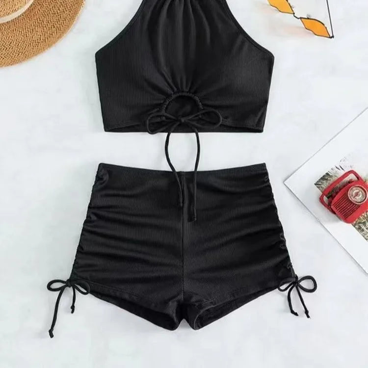 Summer Black Swimsuits Tankini Set Female Swimwear Sports | SAMAG