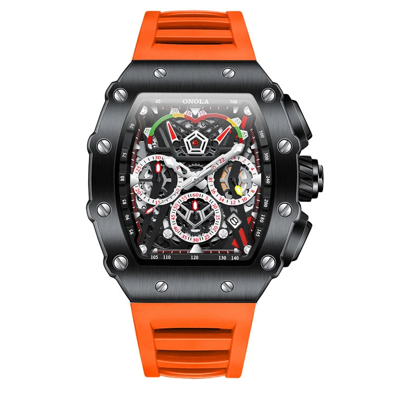 Sports Men's Watch ONOLA Luxury Fashion Fully Automatic Mechanical Watches men Unique Design Waterproof Tape Watch Wristwatch