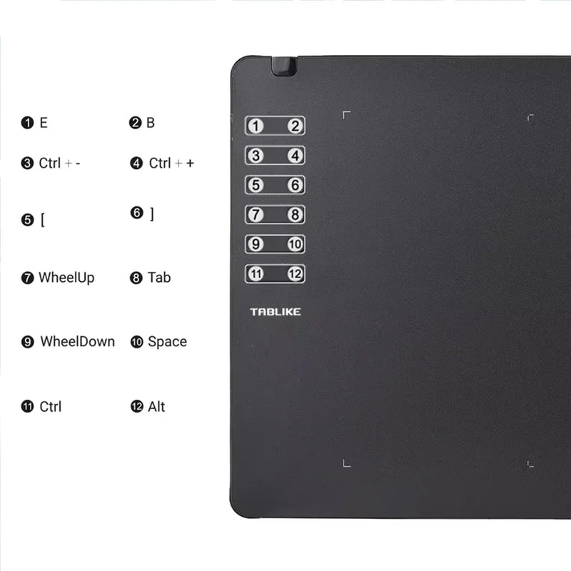 T1161 Graphics Tablet for Drawing, Ultra-thin Art Sketch Digital Pad with Battery-free Stylus 8 Pen Nibs 8192 Levels Pressure
