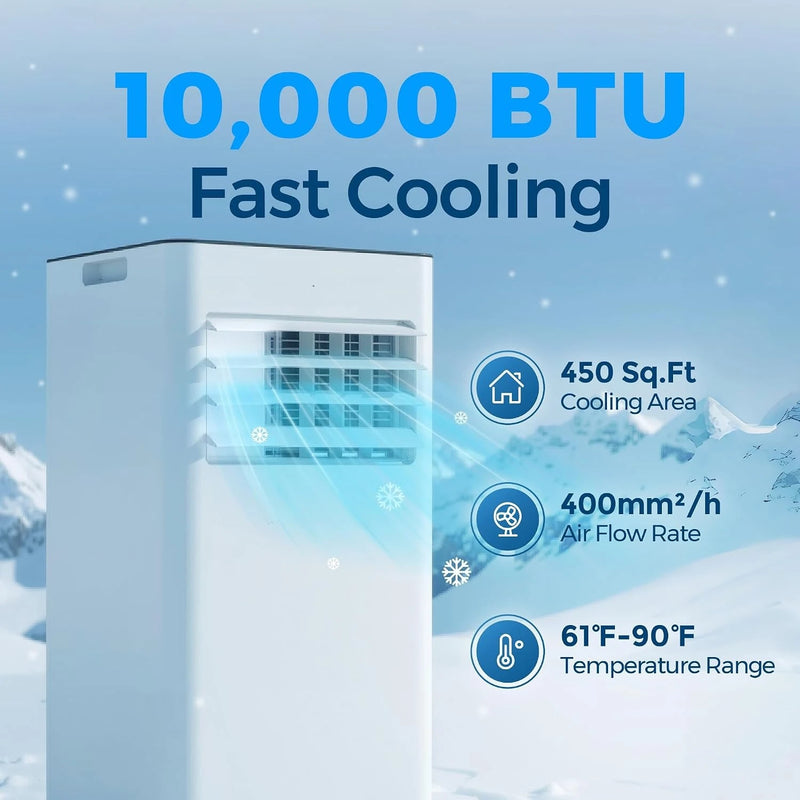 10,000 BTU Portable Air Conditioners with WiFi, 3-in-1 Air Conditioner for Room&Garage– Portable AC Unit with Cool,, Customized