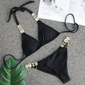 Halter Metal Chains Rhinestone Diamond Bikini Women | SAMAG
