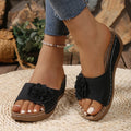 Retro Flower Decor Wedge Slippers Woman 2025 Summer Thick Bottom Platform Sandals Women Anti Slip Beach Shoes Outdoor Slides