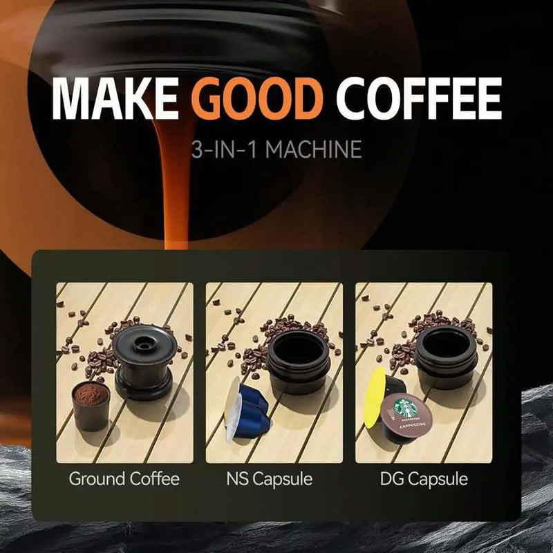 Nano Portable Electric Espresso Machine, Travel Coffee Maker For Camping, Car Coffee Maker Self-Heating With USB-C, With Ground