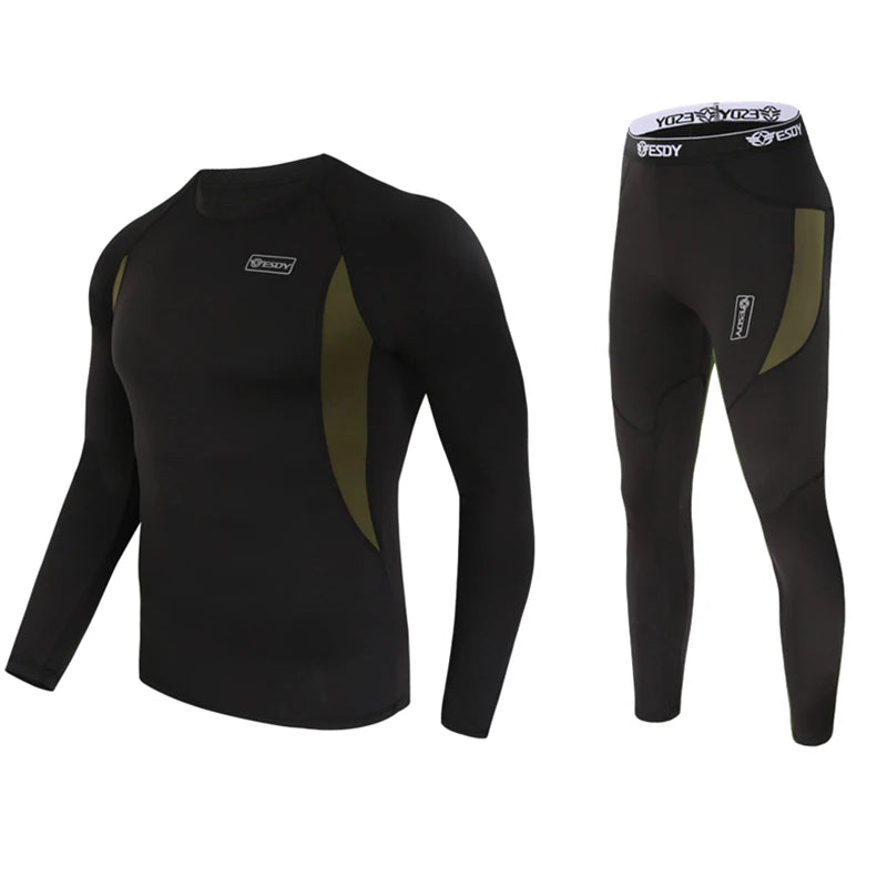 Winter Thick Warm Thermal Underwear Sets Men Compression Fleece Sweat Quick Drying Thermo Long Johns Military Army Clothing