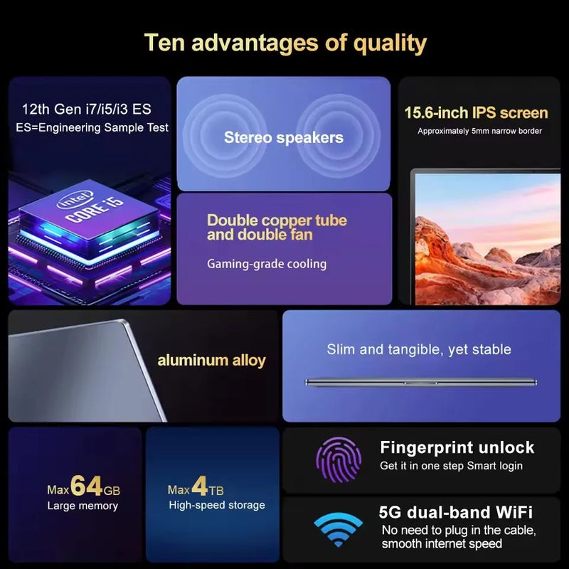 Topton 15.6 Inch Gaming Laptop 12th Gen Intel Core i7 i5 - Visuel 3 | SAMAG
