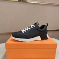 Men's Casual Leather Running Shoes Breathable Low-Top Sneakers Black Comfortable Anti-Odor Rubber Sole All-Season Wear