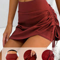 Women Tennis Skirt Adjustable Side Drawstring Ruched Sports Skort High Waist Tummy Control Built-in Shorts Gym Wear