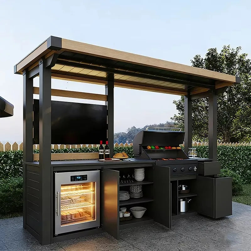 Professional Waterproof Aluminum Outdoor Kitchen Cabinets BBQ Pod Flame Tamer Safety Storage Durable for Cuisine Use Customize