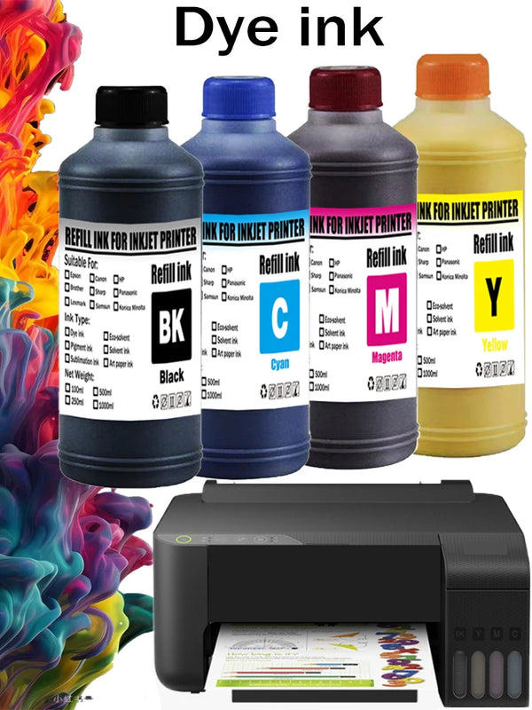 Dye ink Refill kit 500ML For Epson HP 301 302 304 305Xl Canon 40 41 445 446 Brother Lexmark Samsung Dell Inkjet Printer