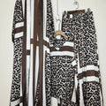 Design retro positioning printed long cardigan+vest three piece set for spring women's clothing+loose pants skirt fashion set