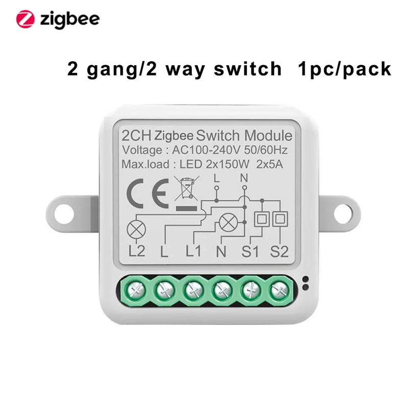Tuya ZigBee 3.0 Smart Switch Module 10A Smart Home DIY Breaker 1 2 3 4 Gang Supports 2 Way Control Works with Alexa Google Home