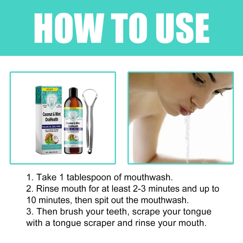 Gingival Repair Drops Coconut Mint Pulling Oil Mouthwash Relieves Toothache Remove Odor Fresh Breath Whiten Tool Mouth Care 30ml