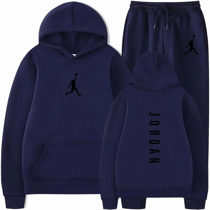 Spring and autumn outdoor fitness basketball casual sportwear set fashion men's hooded jumper + jogging - View 6 | SAMAG
