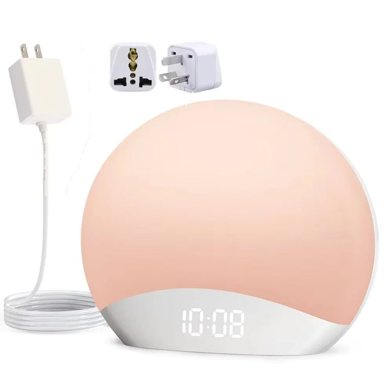 Awakening Wake Up Sunrise Alarm Clock Table Clock Dimmable with 3 Ring 8 Nightlight 26 Sound Sleep Timer Night Light
