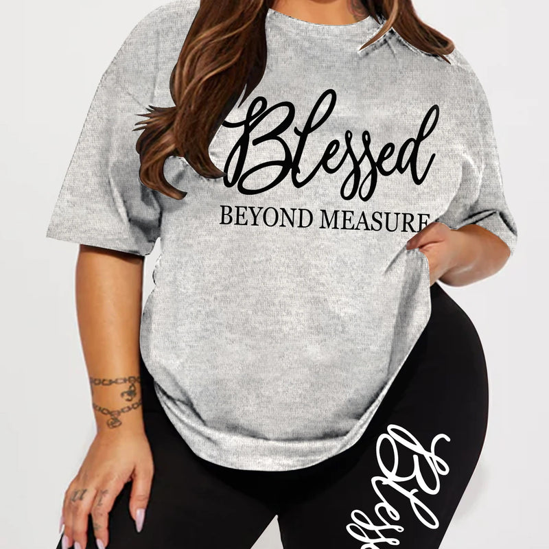 Plus Size Sets for Women Summer 2 Pieces Blessed Printed Offers and Liquidation Everything Cheap Elegant Women's Sets Short Sets