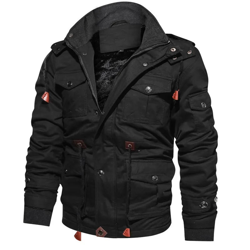 Men Winter Down Jackets Thicker Warm  Casual Fleece Jackets High Quality Male Multi-pocket Cargo Jackets And Coats EU Size 3XL