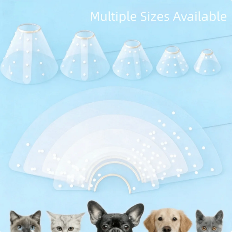 Plastic Cat Recovery Collar Adjustable Anti-bite Pet Protective Collar Transparent Waterproof Anti-licking Collar Pet Recovery