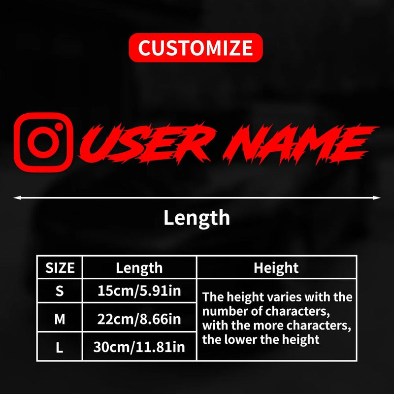 1PC Custom Car Sticker Instagram Cool Fonts Waterproof DIY Vehicle Window Motorcycle Bicycle Scooter Helmet Durable Vinyl Decals