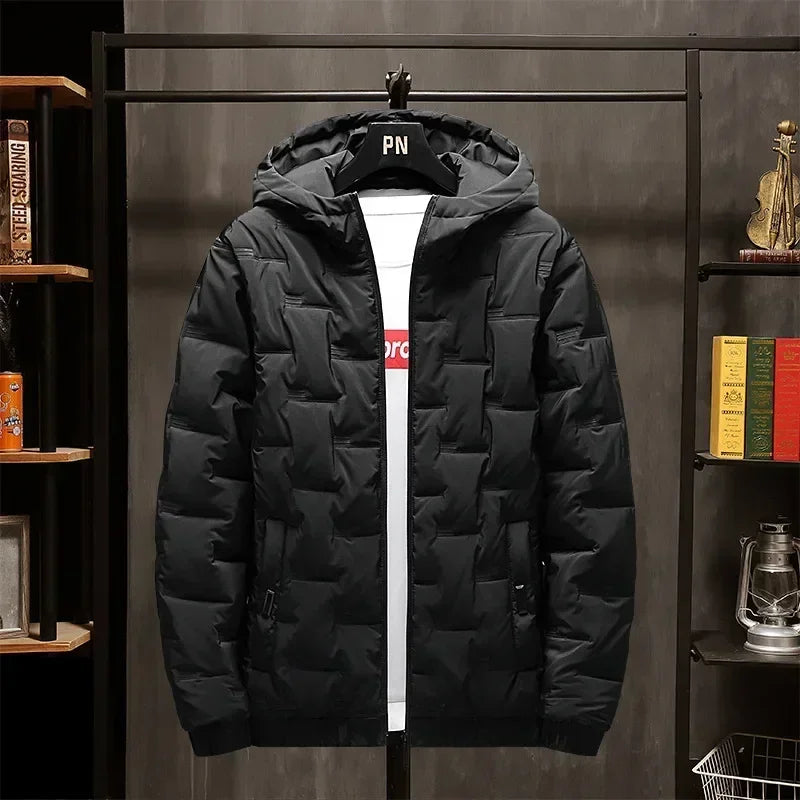 2026 Men's Thicked Down Cotton Jacket New Autumn Winter Warm Hooded Parkas Men Casual Zip Cotton-padded Coat Windproof Outerwear