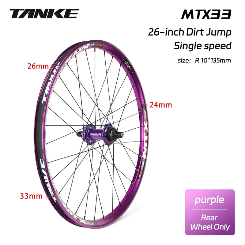 TANKE MTB Wheelset 26 inch Disc Brake MTB single-speed DJ AM Enduro DH Wheelset Hub MTX33/39 aluminum alloy Mountain wheel set