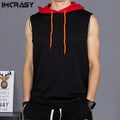 2025 Summer Men's Coat Sleeveless Vest Casual Hoodie Fitness Muscle Hooded Vest T-shirt Polyester Breathable Hip-hop Pullover ﻿