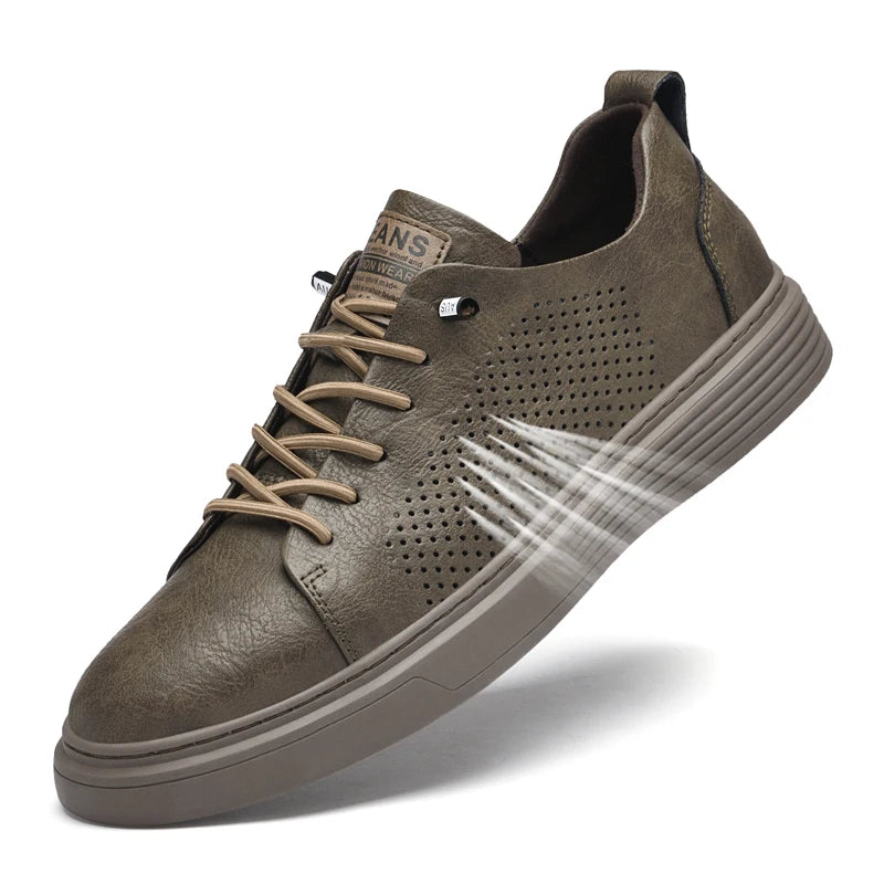 Genuine Leather Men Casual Shoes Designer Luxury Brand Lace Up Skateboard Sneakers Italian Men's Shoes Mocassins Plus Size 47