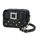 Sweet Knot Pearl Oulder Crossbody Bag Diamond Id Pattern Small Square Bag Faionable for Young Women Pearl Shoulder Rhinestones