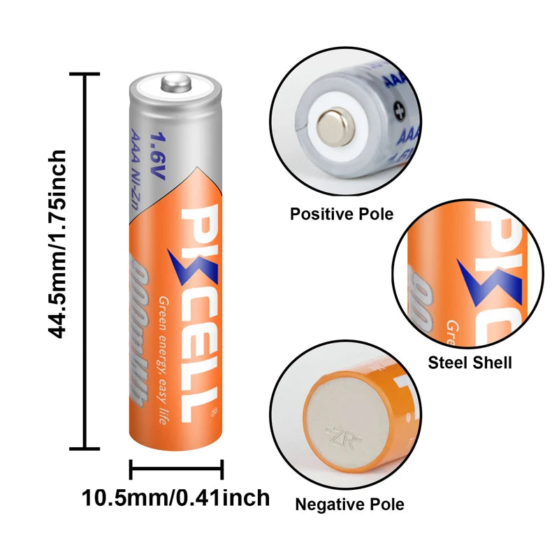 12Pcs PKCELL AAA 1.6V 900mWh Ni-Zn AAA Rechargeable Battery Batteries 3A NiZn AAA Batteries for Microphone Wireless Keyboard
