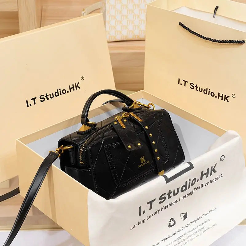 Designer Brand Real Leather Boston Pillow Crossbody Bag New Shoulder Tote Bags for Women Sac À Main Femme