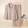 Sleepwear Summer Male Pajamas Set Man Pure Cotton Men's Pajama Set Long Sleeves Long Pants Home Wear Outside 2pcs Lounge