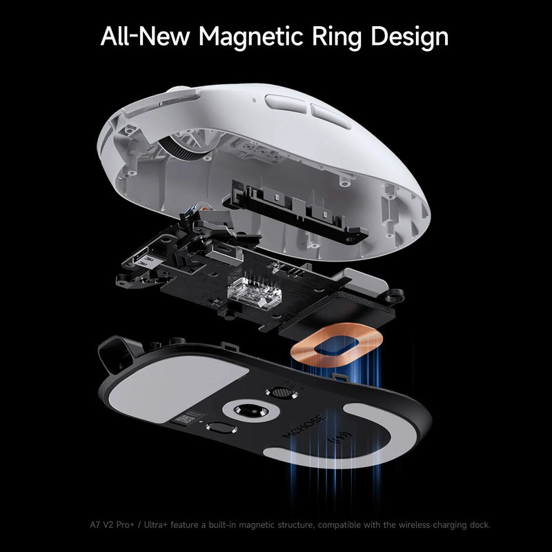MCHOSE A7 V2 Lightweight Wireless Gaming Mouse Dual 8,000Hz Polling Rate PAW3950 TI Gaming Esports Office Mouse