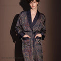 New Men's 3PCS Robe Sets Pajama Ice Silk Rayon Kimono Gown Bathrobe Loungewear Loose Print Home Clothes Nightwear Male Sleepwear