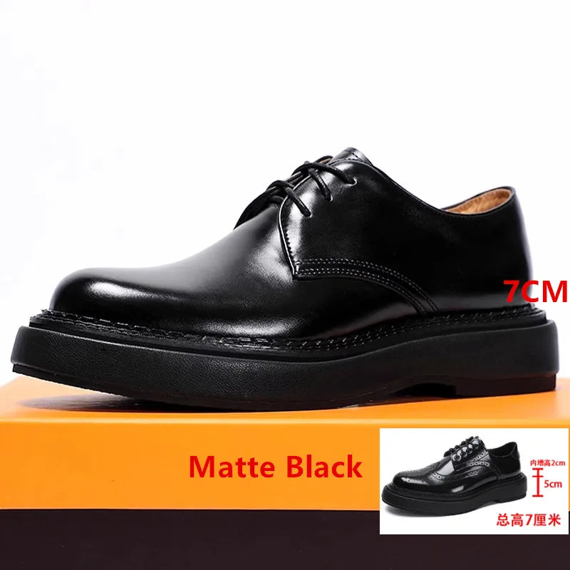 Luxury Mens Dress Shoes Genuine Leather Brogue British Business Suit Thick Sole Formal Casual Breathable Wedding Shoes Male