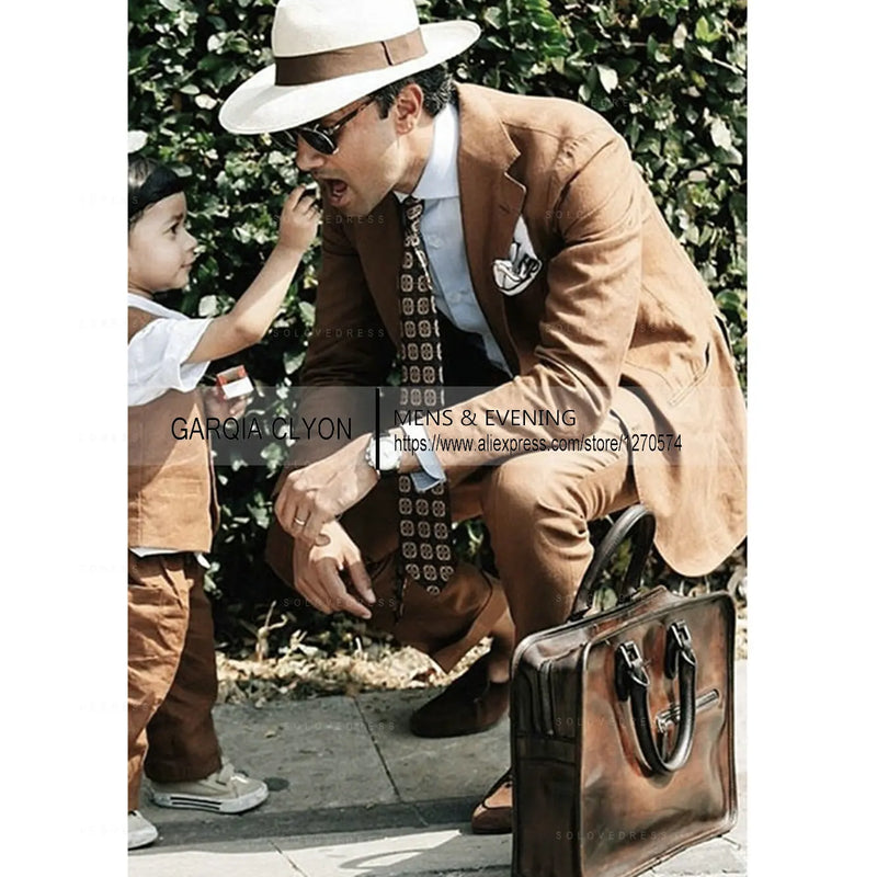 2025 New Casual Men's Suit Jacket Summer Spring Blazer Two Bottom Breathable Cotton Linen Coat 2 Pieces( Jacket+Pants )