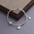 VENTFILLE 925 Sterling Silver Zircon Love Heart Bracelet For Women Bowknot Stars Bead Snake Bone Chain - Visuel 8 | SAMAG
