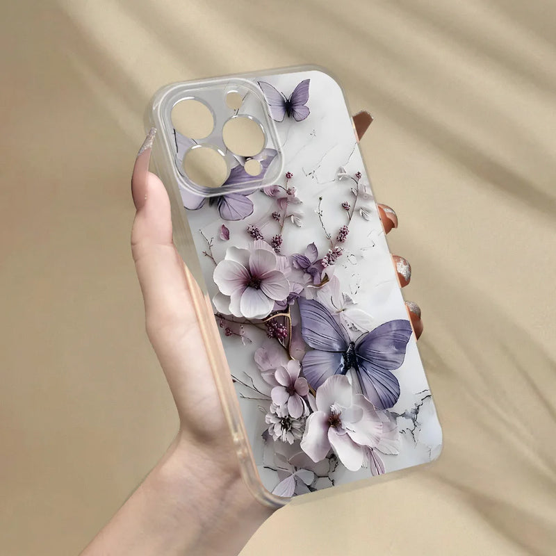 Purple butterfly with floral motif for iPhone 17 16/15/14/13/12/11 Pro Max Plus