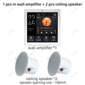 2 Zone Audio Volume Wall Amplifier Multilingual 4 Inch Touch Screen Bluetooths TF FM Sound Control Panel Ceiling Speakers System