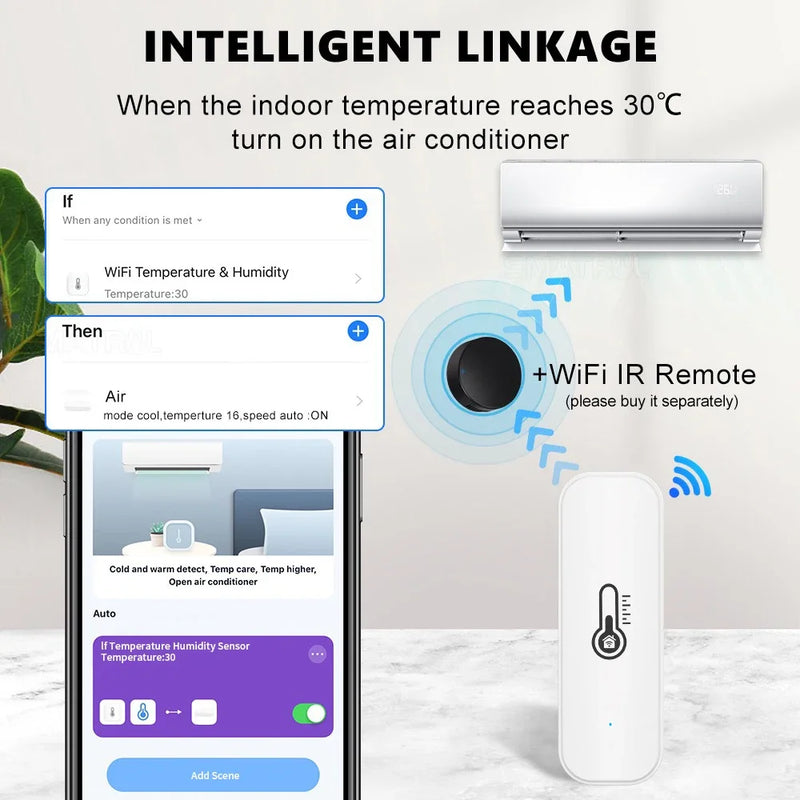 Tuya WiFi Temperature Humidity Sensor Smart Life Remote Monitor For Smart Home Work with Alexa Google Assistant