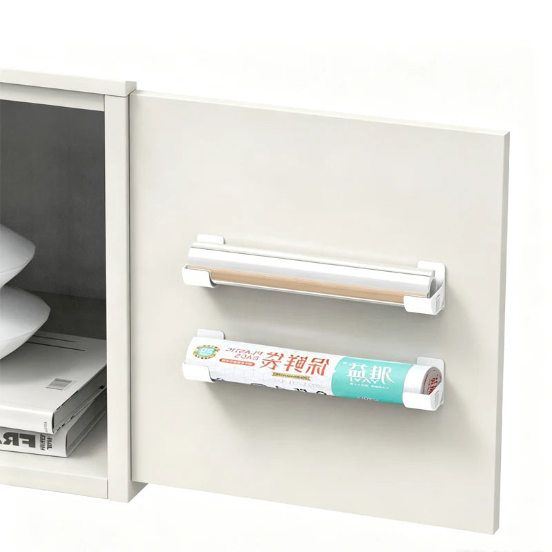 No Drill Adhesive Paper Towel Rack Wall Mount Kitchen Plastic Wrap Roll Holder Cabinet Door Self Storage - View 2 | SAMAG