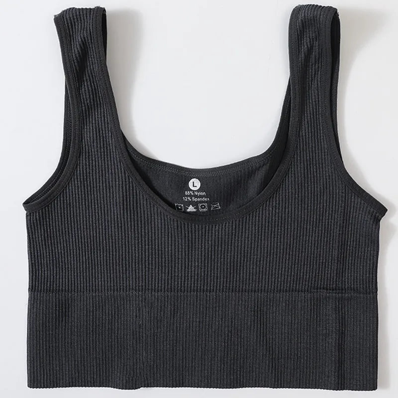 Women's Ribbed Bra Seamless Tank Top Comfort Sports Bralette Wireless Activewear Underwear Stretchy Vest Lingerie Intimates M-XL