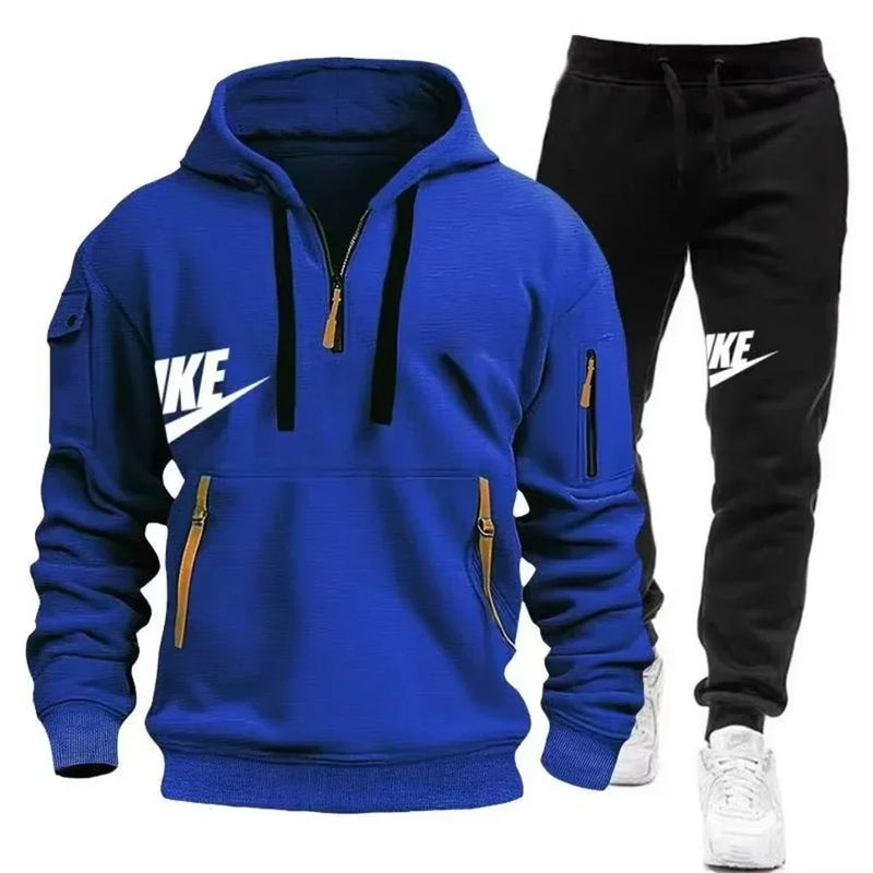 Men's autumn and winter suit zipper hoodie + trousers casual sportswear warm - View 9 | SAMAG