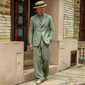 Men's Linen Suit 2 Pieces Luxury Slim Fit Casual Blazer Straight Leg Pants Breathable Wrinkle Resistant Lightweight For Wedding