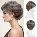 Women's Fashion Short Wigs Natural Synthetic Hair Mixed Blonde Pixie Cut Layered Wig with Bangs Heat Resistant Daily Party Use