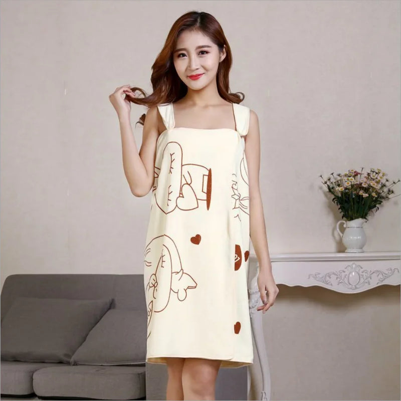 Women Bathrobe Wearable Bath Towel Superfine Fiber Towels Soft and Absorbent Chic Towel For Autumn Hotel Home Bathroom Gifts