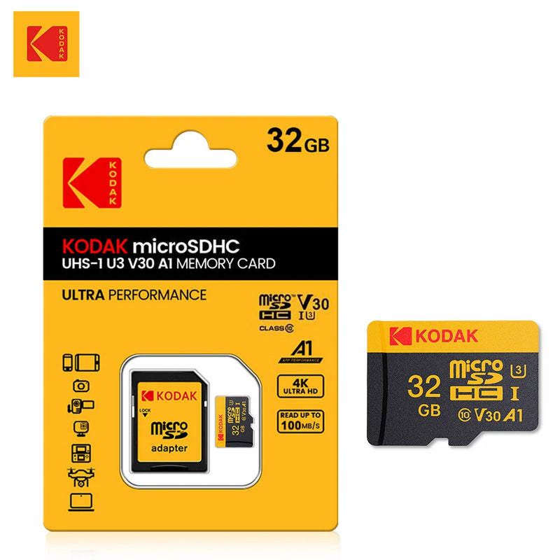KODAK Micro SD 512GB 256GB Memory Card UP TO 100MB/s C10 U3 32GB 64GB 128GB TF Card 4K HD For USB Card Reader Adapter Microsd