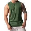 Casual Loose Men Vests Summer O-Neck Sleeveless Male Solid Color Big Side Split Tee Shirts  CBFS-23075