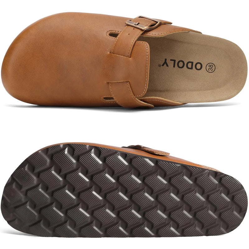 Asgard Unisex Vegan Leather Clogs Fashion Non-slip Cork Footbed Mules Slippers With Arch Support Lady Cozy Casual Potato Shoes